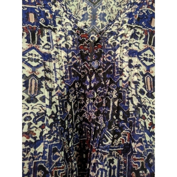 Joie V-Neck 3/4 Sleeve Print Silk Blouse - Picture 7 of 9